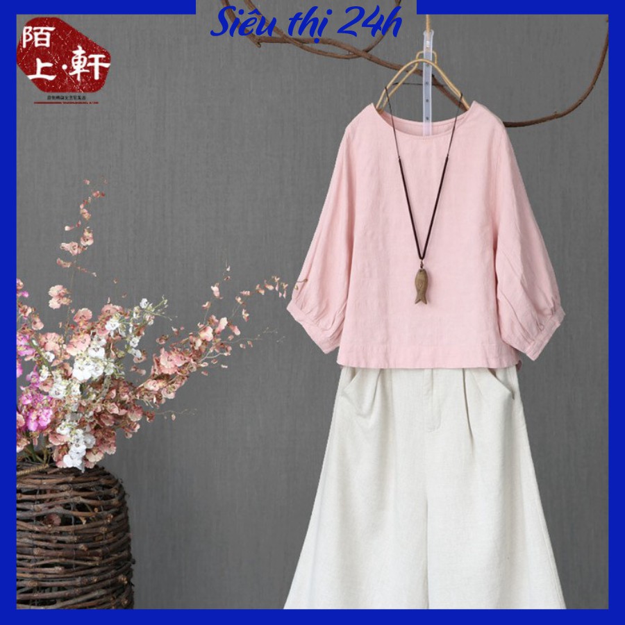 Áo đũi nữ, áo kiểu nữ bigsize, chất liệu Đũi tơ mềm mát, form vừa xinh Siêu thị 24 giờ AKH.46 | BigBuy360 - bigbuy360.vn