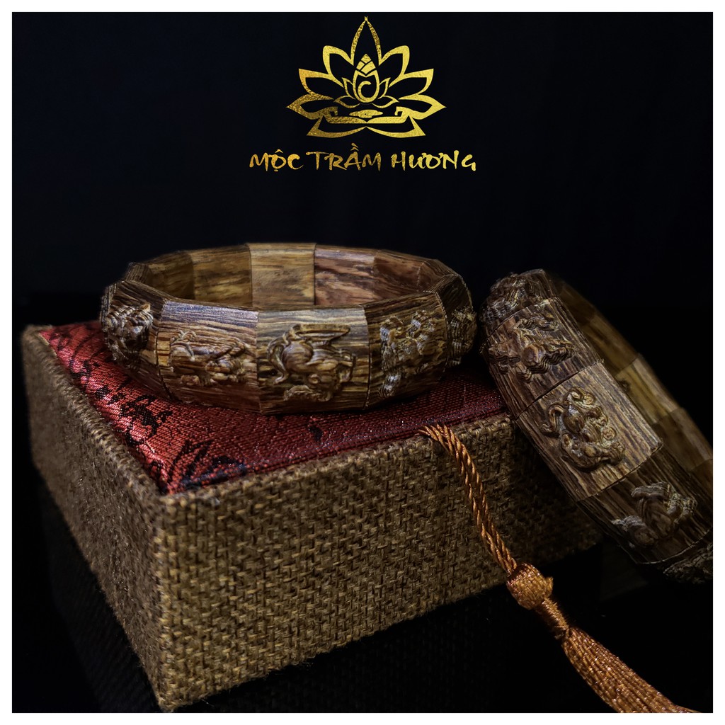 Vòng Trầm Hương Sánh Tự Nhiên 12 con giáp Trầm Việt - Vòng Phong Thủy - Trầm Khắc 12 con giáp - MTH JEWELRY
