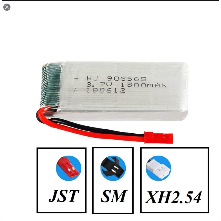 Pin 3.7v 1800mah JST lipo máy bay 4 cánh có mạch bảo vệ pin
