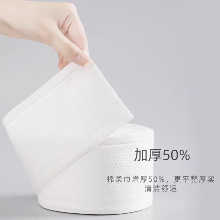 Khăn mặt khô cuộn tẩy trang giấy lau mặt cotton dùng 1 lần lau khô lau ướt