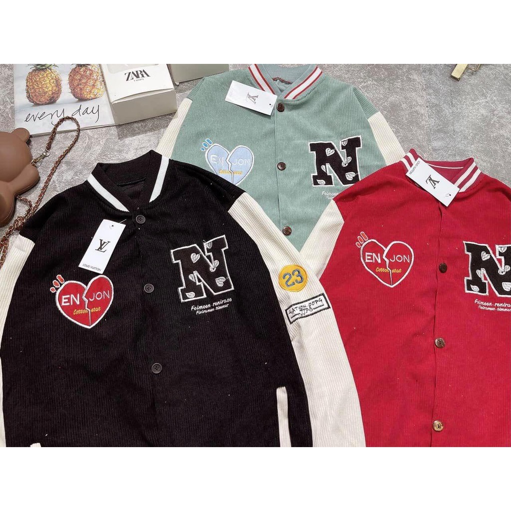 Áo Khoác Nữ, Áo Bomber Chữ N 3 Màu Chất Nhung Tăm Siêu Hot | BigBuy360 - bigbuy360.vn