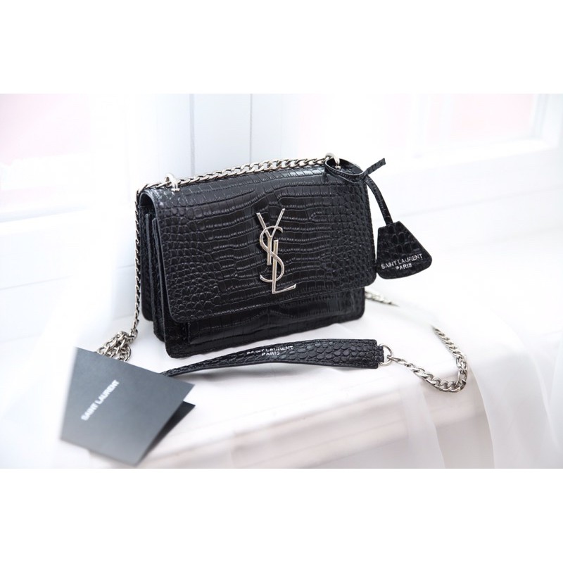 Túi đeo chéo đeo vai flapbag spsl fullbox da thật dập vân cá sấu bóng hàng cao cấp