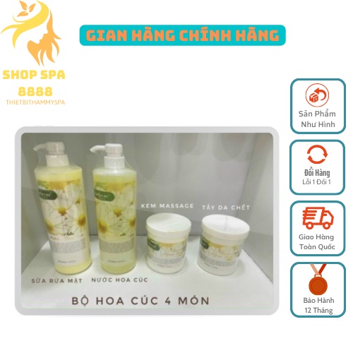 Bộ chăm sóc da cơ bản hoa cúc, bộ 4 chai chính hãng, chăm sóc da spa