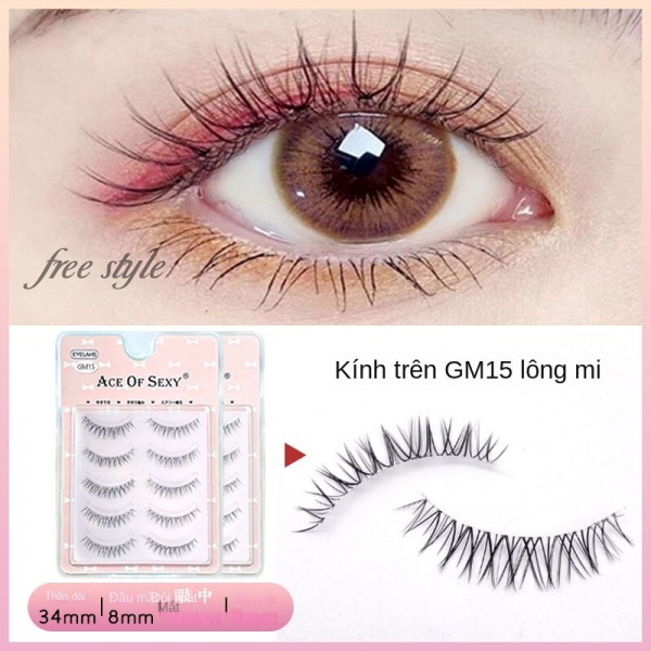 Bộ 5 Cặp Lông Mi Giả Cong Tự Nhiên Hình Chữ V Màu Nude Trong Suốt