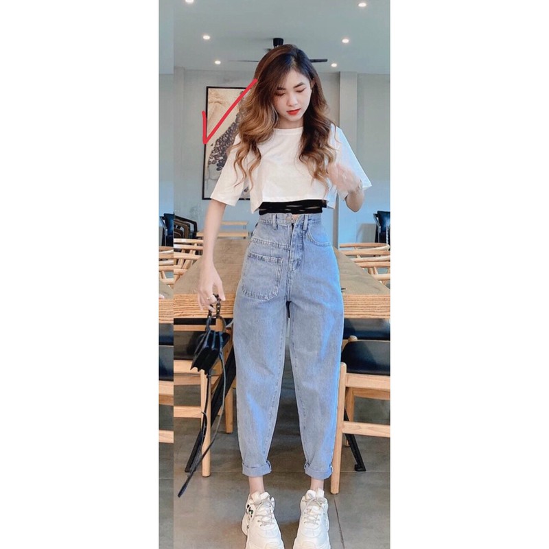 Quần bagy bò túi trước