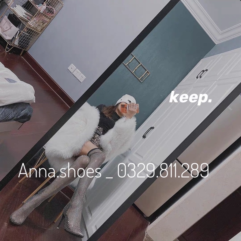 _ Boots lưới nữ đính đá lấp lánh siêu sang chảng , hàng QC cái cấp