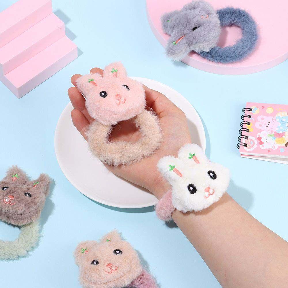 TWINKLE Dây Cột Tóc Co Giãn Hình Thỏ Bông Mềm Mại Cho Nữ