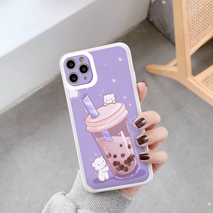 Ốp Lưng Màu Bảo Vệ CAMERA vuông TRÀ SỮA  ốp iphone 12 pro /x/ 8plus/11 pro/11/12 pro max/13/promax tr1102