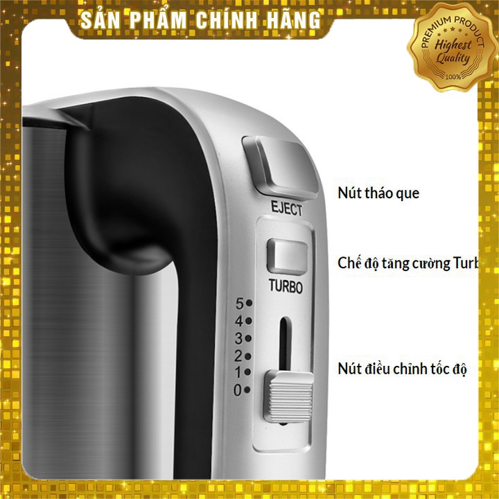 Máy đánh trứng và làm bánh cầm tay 5 tốc độ Haeger HG-6664 - Công suất: 500W - Nguồn vào: 220V-50HZ - Hàng Nhập Khẩu AD