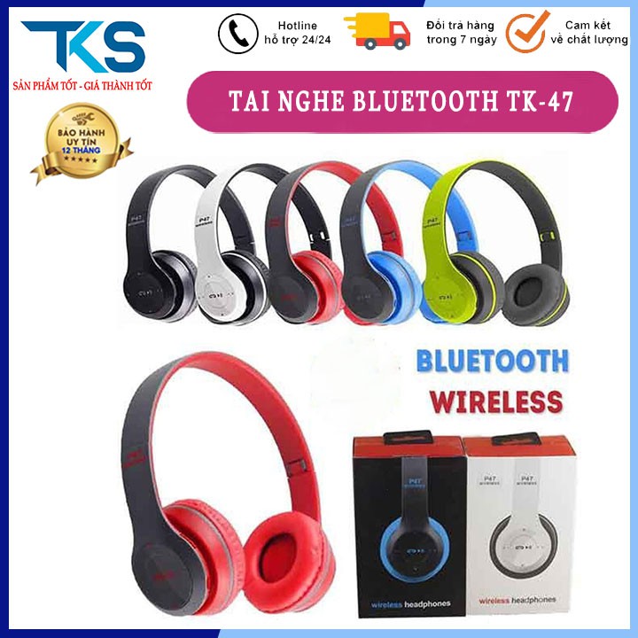 Tai nghe Bluetooth chụp tai TK-47 có khe cắm thẻ nhớ, Âm Thanh Đỉnh Cao