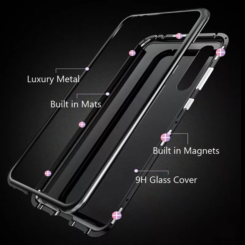 Ốp điện thoại kính cường lực viền kim loại từ tính cho Samsung Galaxy A51 A71 Note 10 Lite S10 Lite S20 Plus S20 Ultra