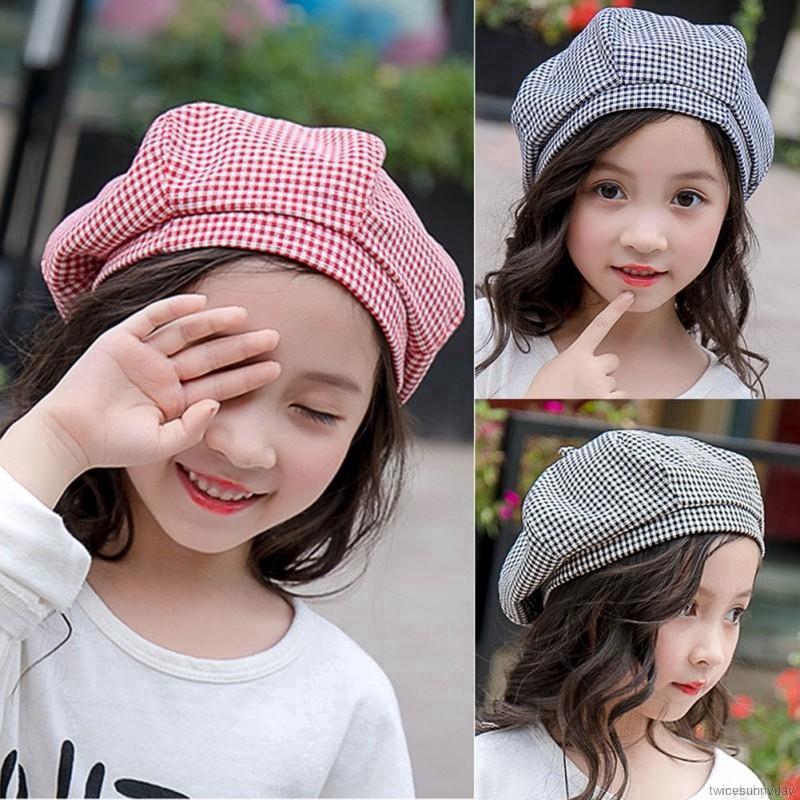 My Baby  Nón Beret Họa Tiết Ca Rô Phong Cách Cổ Điển Xinh Xắn Dành Cho Các Bé