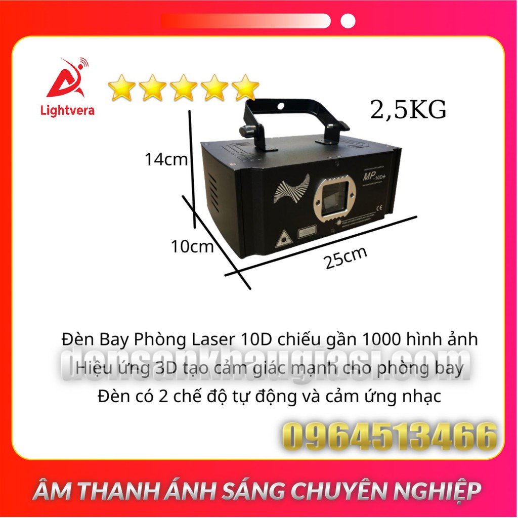 Đèn Bay Phòng Laser 10D Plus Chiếu Gần 1000 Đi Cảnh 3D 7 Màu