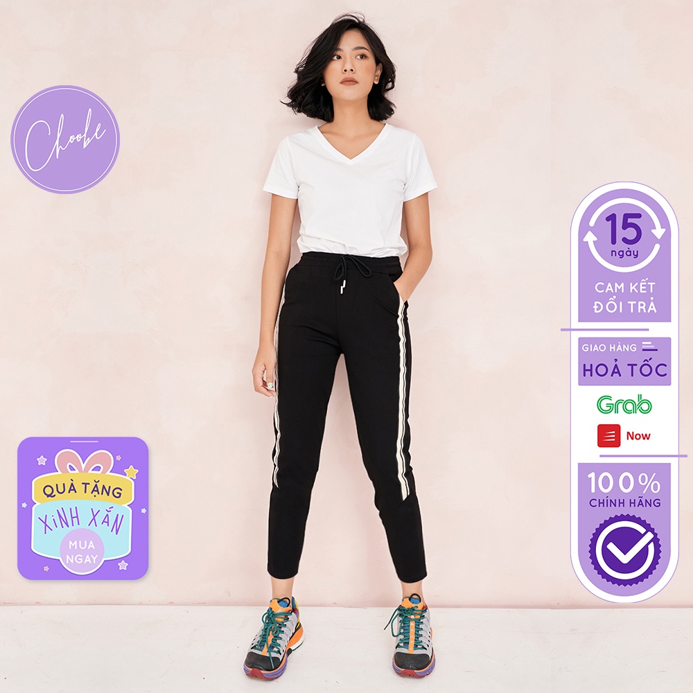 Quần jogger nữ Choobe dáng dài thun cạp chun cá tính thể thao tập gym sọc to Q17 - HÀNG MỚI VỀ