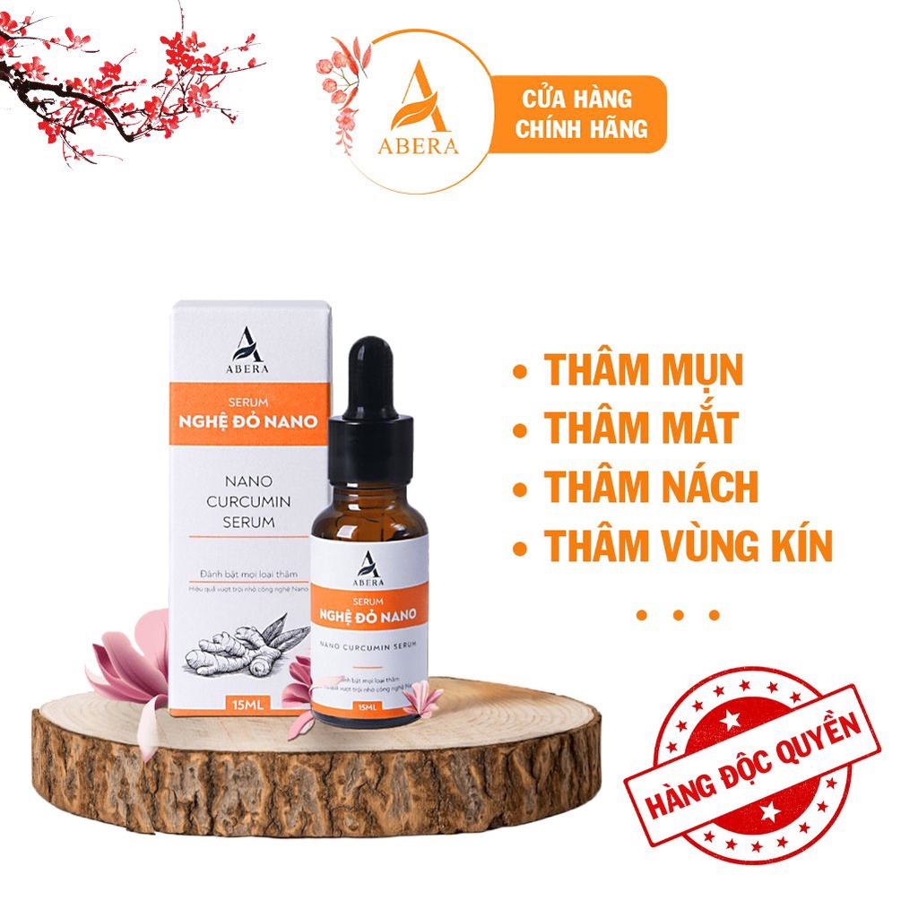 Serum giảm mụn thâm, thâm quầng mắt, giảm thâm nách, thâm vùng kín, thâm muỗi đốt, thâm đầu gối, nghệ đỏ Nano ABERA 15ml