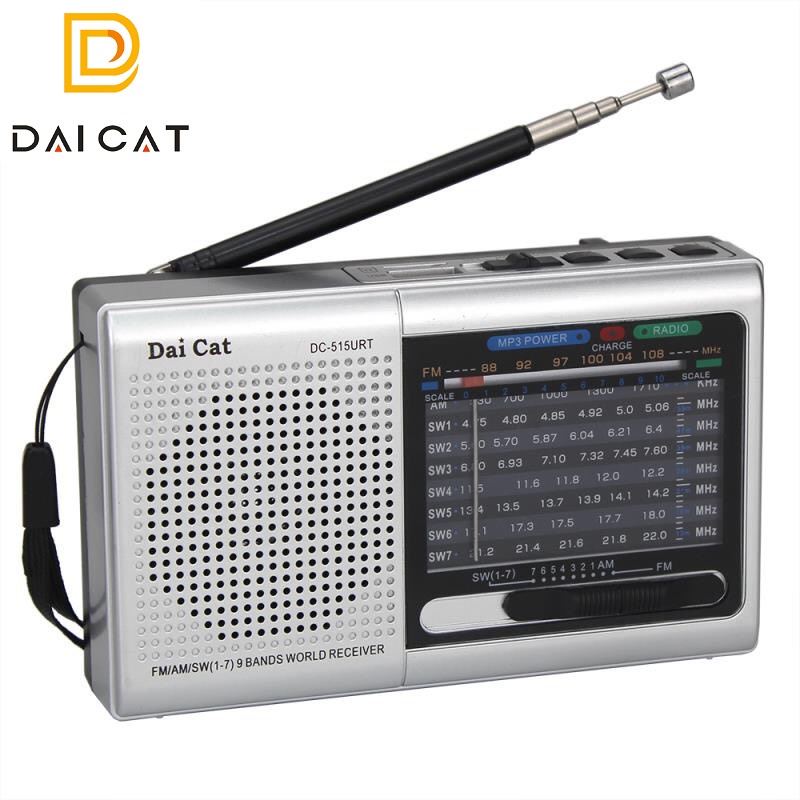 Đài Radio Fm Sw Nghe nhạc - 515 DAICAT Kèm 1 pin sạc