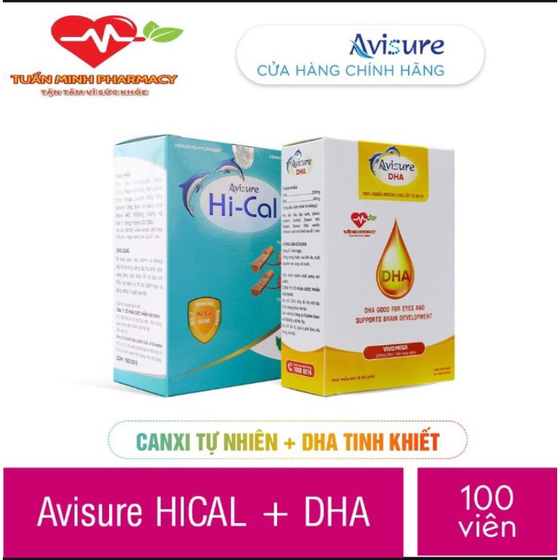 Combo Canxi hữu cơ Avisure Hical và Avisure DHA cho bà bầu