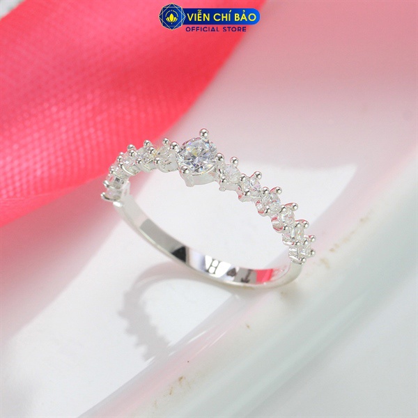 Nhẫn bạc nữ viền đính đá chất liệu bạc S925 thời trang phụ kiện trang sức nữ thương hiệu Viễn Chí Bảo N400345