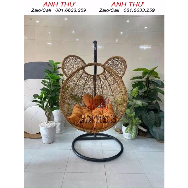 Xích đu tròn tai thỏ mây nhựa giá rẻ