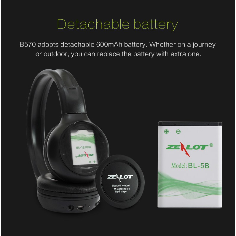 Tai nghe chụp đầu có kết nối Bluetooth Zealot B570 | BigBuy360 - bigbuy360.vn