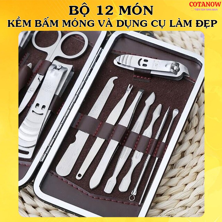 Bộ Bấm Móng Tay 12 Món Thép Không Gỉ-Bộ Kềm Cắt Móng Tay và Làm Đẹp Cao Cấp COTANOW