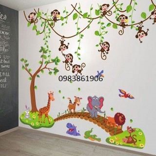 Decal ghép thú qua câù và giàn khỉ