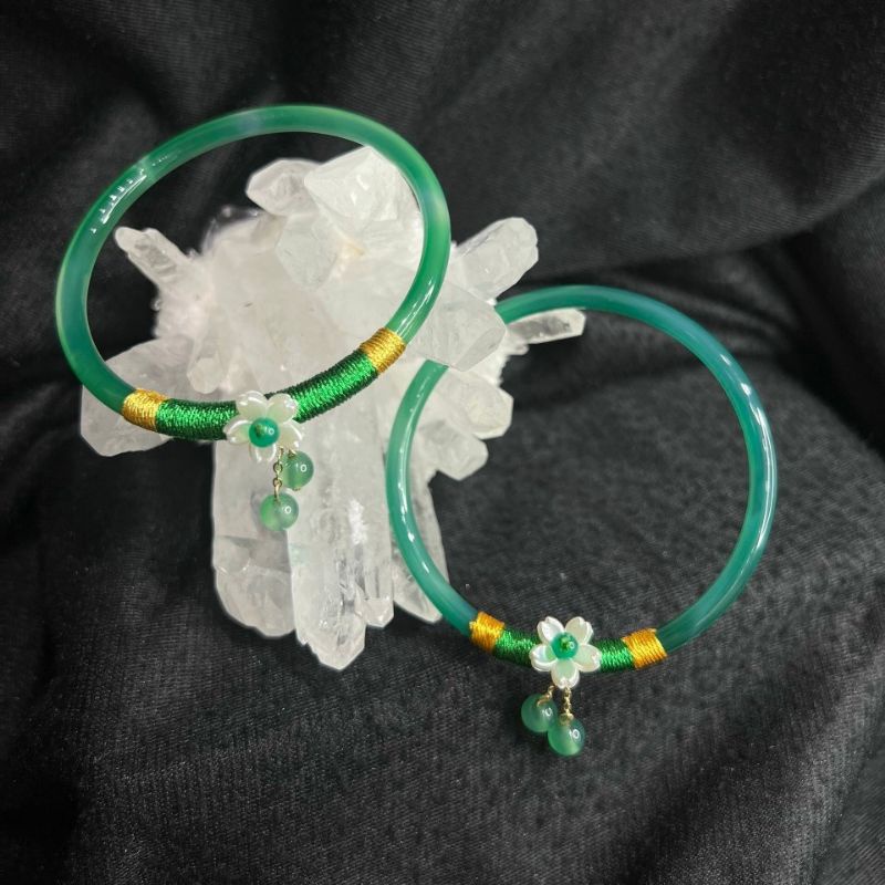 Vòng Tay Bản Liền Kết Charm Hoa Đa M.Não Màu Xanh, Màu Đỏ, Màu Khói