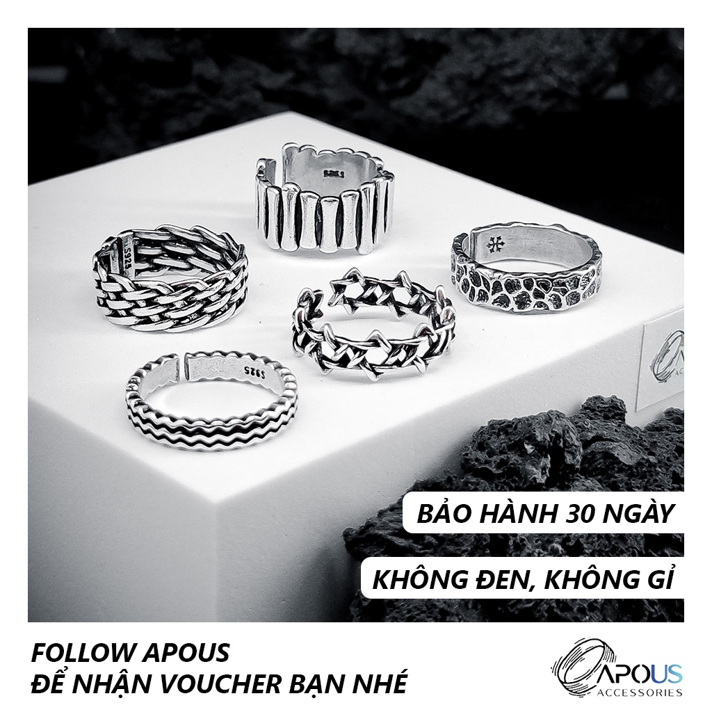 Nhẫn nam nữ thời trang Trendy - Không đen không gỉ - BST 6 - Phụ Kiện Trang Sức Unisex Apous