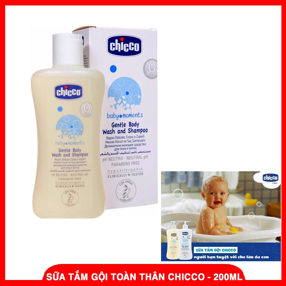 Sữa Tắm Gội Toàn Thân Chicco Cho Bé Chiết Xuất Từ Yến Mạch (0m+) - 200ml - 8059147053204