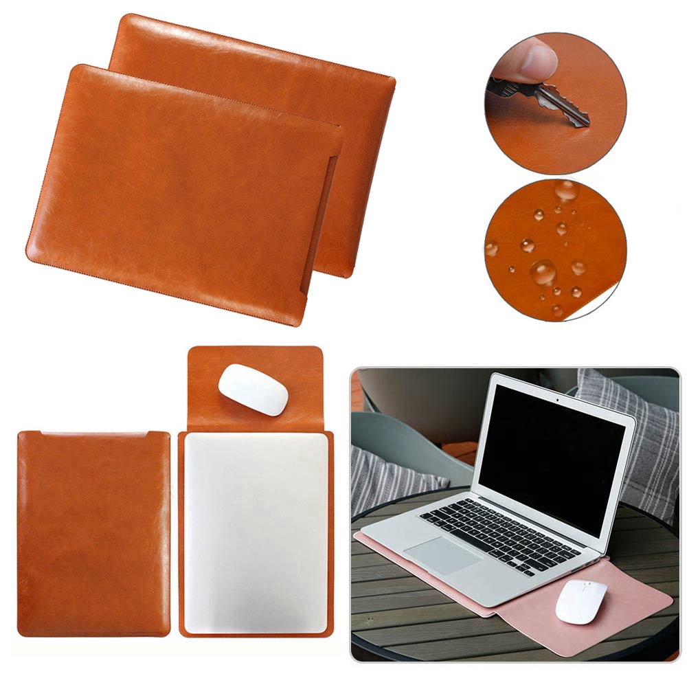 Túi da đựng laptop Macbook Air / Pro 12 13inch 15 inch có thể dùng làm lót chuột đa năng