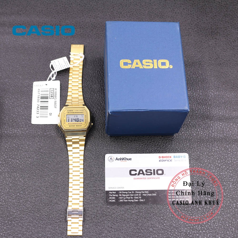 [Mã FARSBR243 giảm 15% đơn 249K] Đồng hồ Unisex Casio Vintage A168WG-9WDF dây kim loại