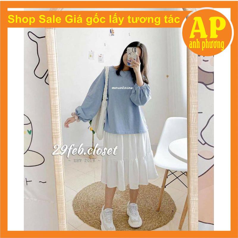 SÉT ĐỒ NỮ gồm chân váy tầng + áo chun tay Moutain | BigBuy360 - bigbuy360.vn