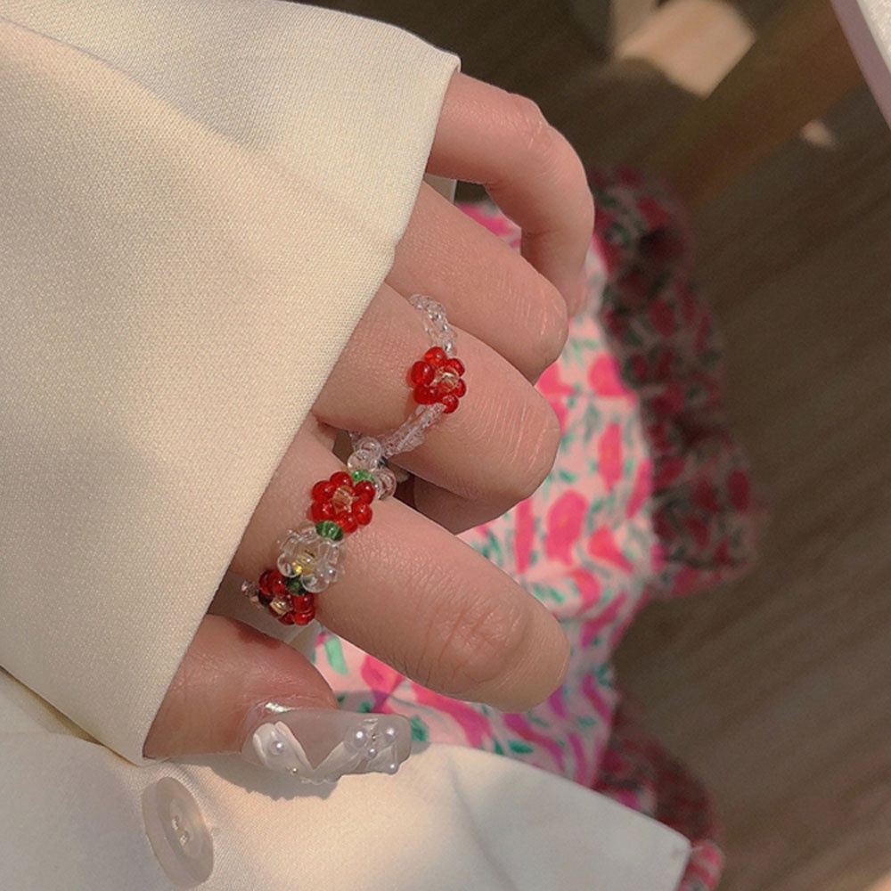 Nhẫn Đeo Ngón Tay Co Giãn Trong Suốt Họa Tiết Hoa Thời Trang Hàn Quốc Cho Nữ