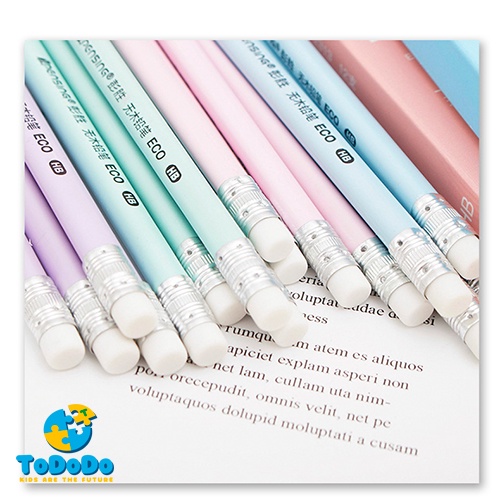 Bút chì gỗ, ngòi bút 2b có tẩy và gọt chì 12 bút dùng vẽ tranh viết chữ cho học sinh.