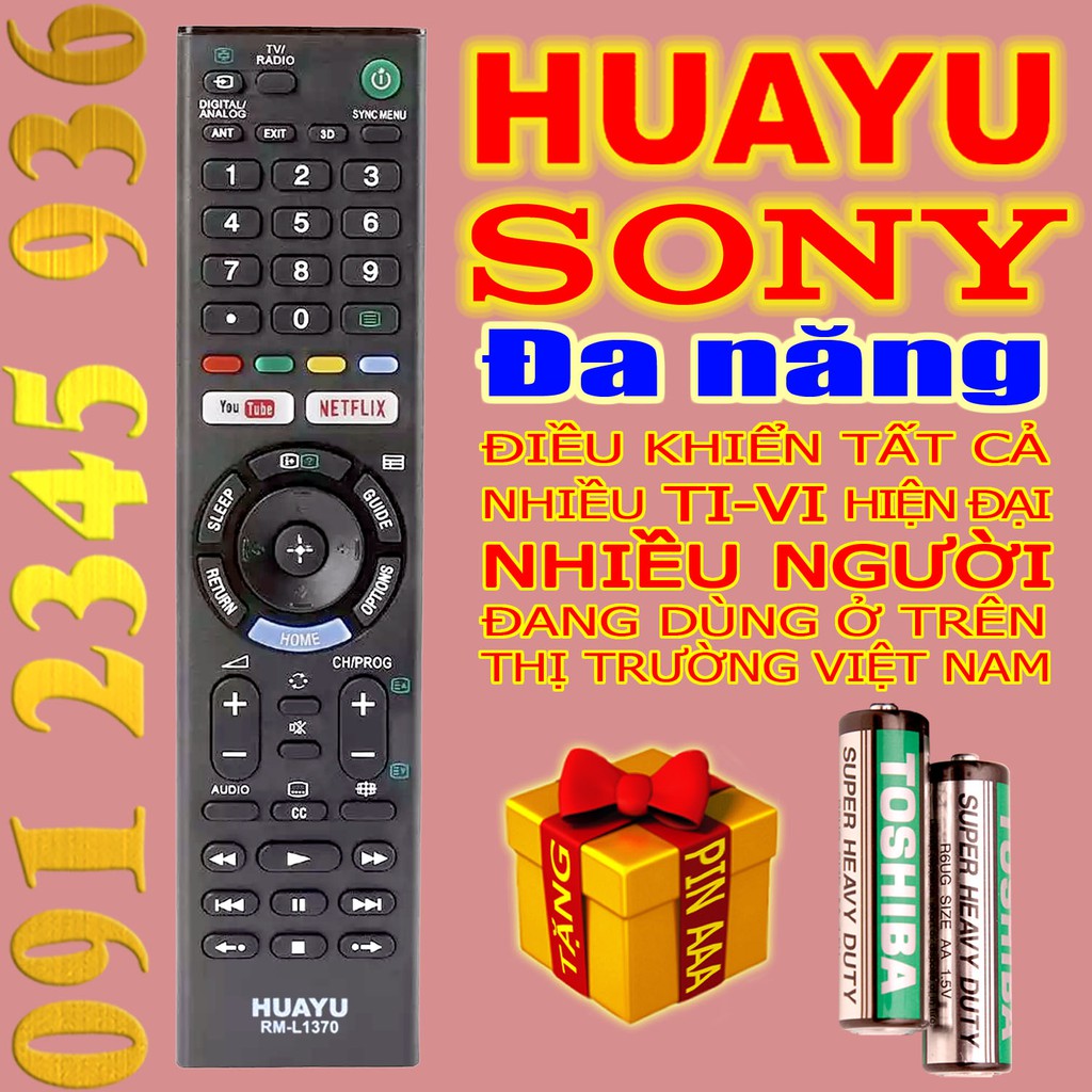 Điều khiển SONY ''ĐA NĂNG'' HUAYU mã số RM-L1370 + RM-TX300P cho Tivi Smart. (Mẫu số 5)