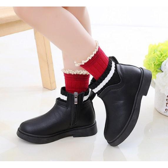 Boot bé gái cổ thấp chất liệu da phong cách Hàn Quốc phối đồ cực xinh đế mềm đi êm chân