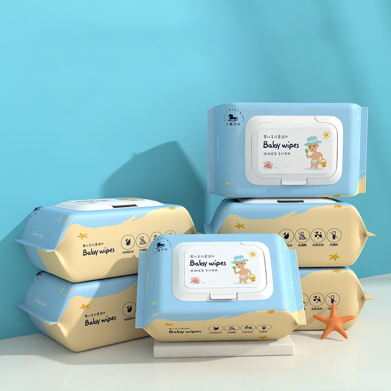 [Lẻ + Combo 4] Khăn ướt Baby wipes chuyên dụng cho bé hộp 100 tờ có nắp cho bé