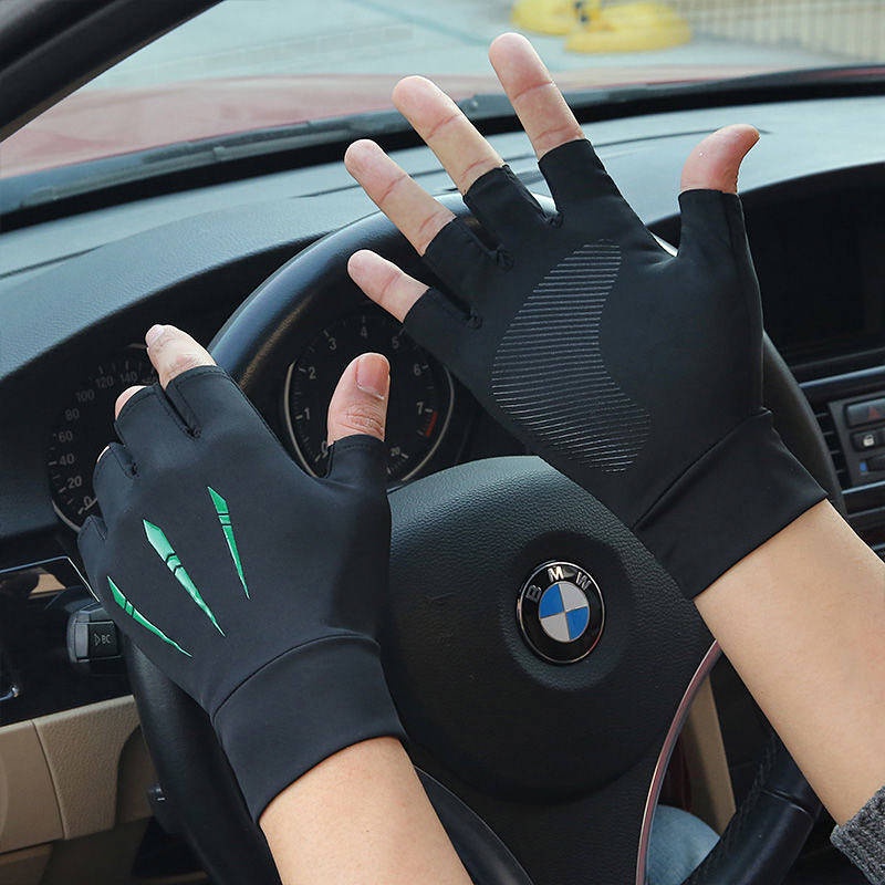 Găng tay chống nắng hở ngón vải lụa mát thoáng khí thời trang xuân hè cho nam và nữ