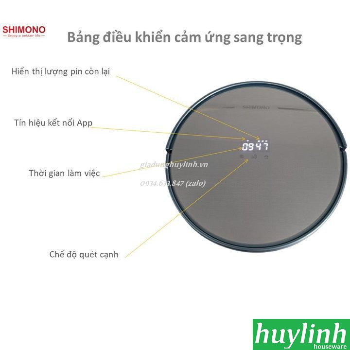 [Mã ELHA10 giảm 6% đơn 5TR] Robot hút bụi lau nhà Shimono X5S - Điều khiển smartphone