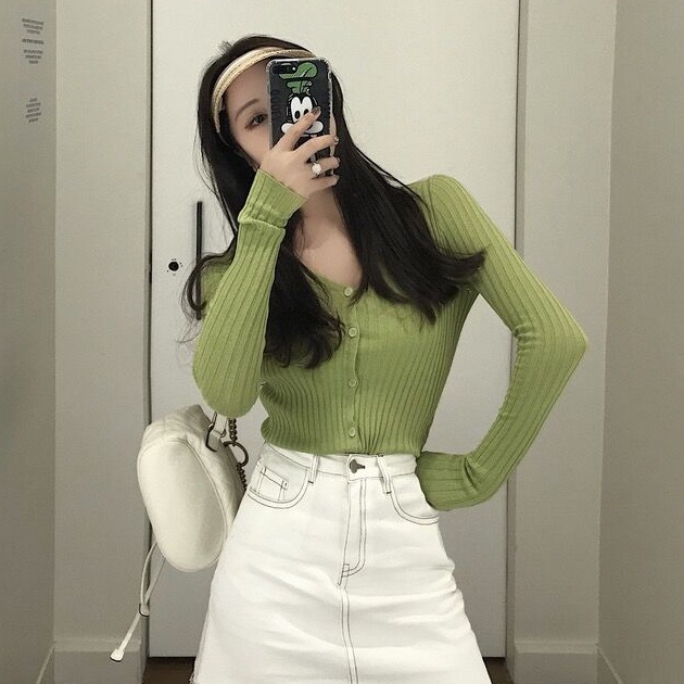 SUXI Áo Khoác Cardigan Dệt Kim Tay Dài Cổ Chữ V Chống Nắng Thiết Kế Mới Thời Trang Theo Phong Cách