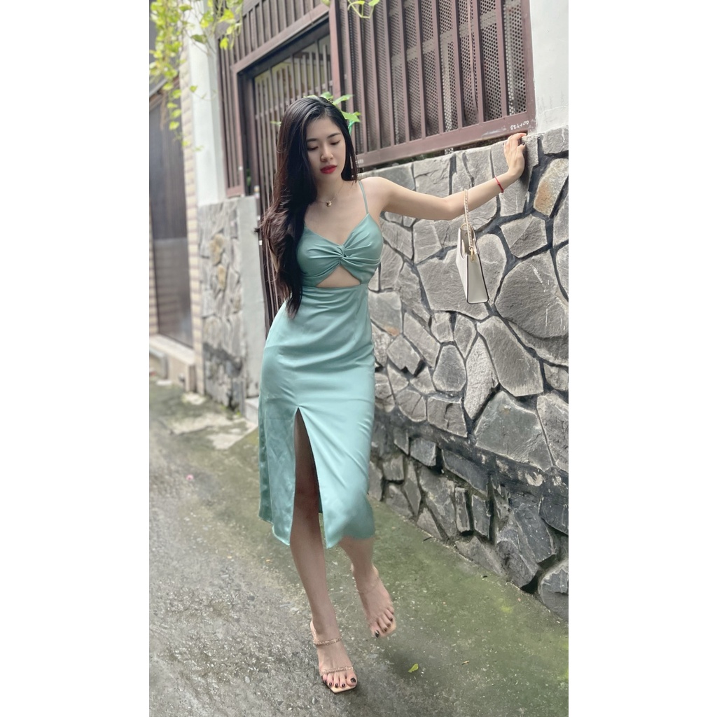 Đầm Thiết Kế Tiểu Thư_EMY Store duyên dáng cung chiếc đầm màu ngọc bích