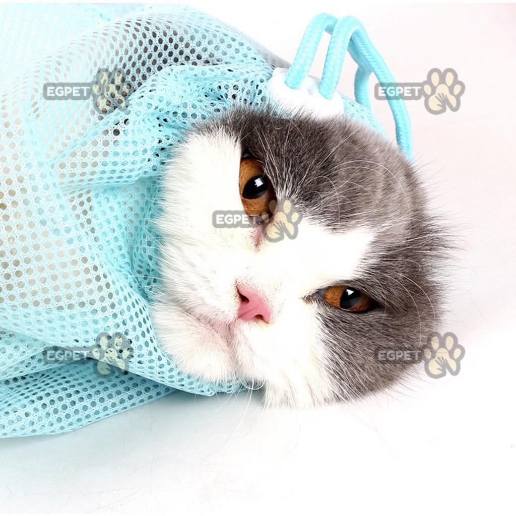 [HÀNG NHẬP] Túi lưới hỗ trợ tắm cho mèo, túi hỗ trợ cắt móng cho mèo, hạn chế bị mèo cào
