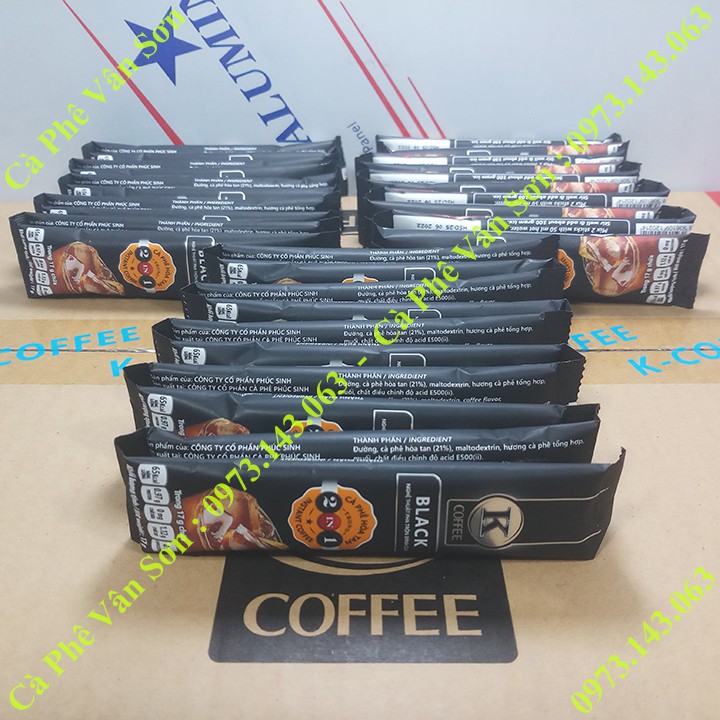 03 dây Cà phê đen K Coffee Black Phúc Sinh (30 gói dài nhỏ 17g)