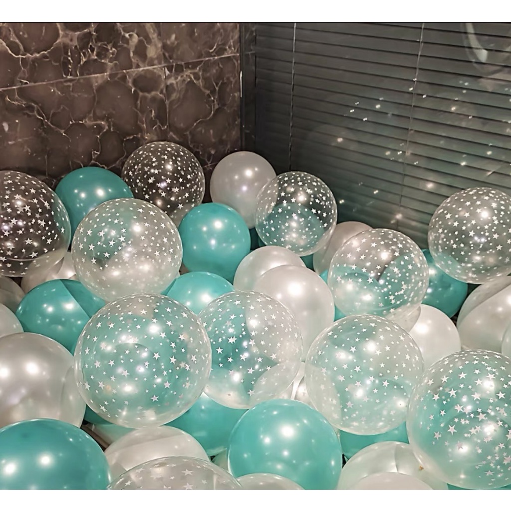 Set 50 bóng bay mix trang trí sinh nhật , đám cưới, mix sẵn các màu,phụ kiện trang trí