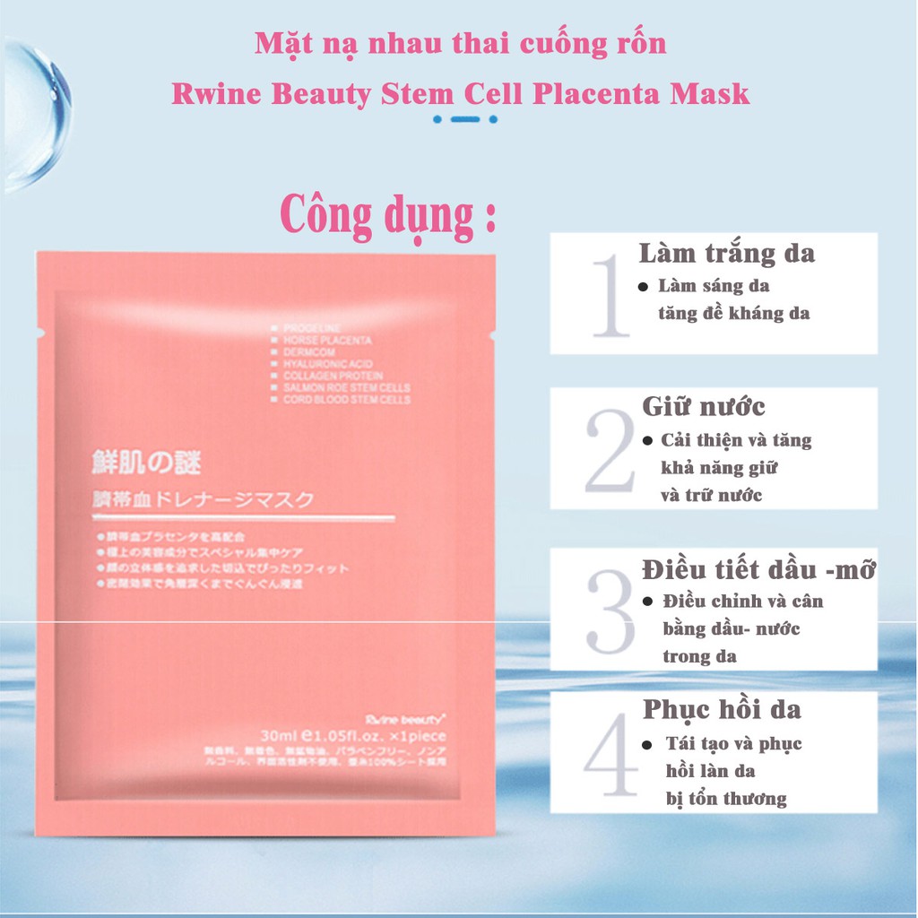 Mặt Nạ Nhau thai ⚜️FREESHIP⚜️ Mặt Nạ Rwine Beauty Stem Cell Placenta Mask Nhật Bản (Hộp 50 Miếng)