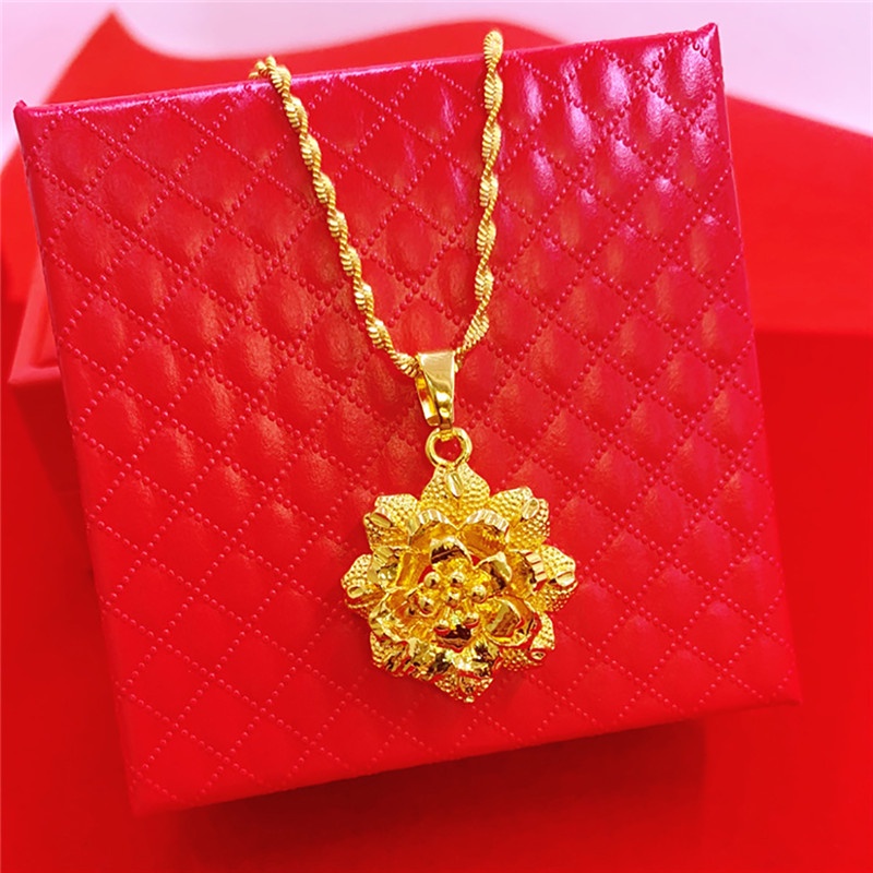 18k Saudi Gold Necklace Female Affectionate  Cat Fuguihua Women'S Collarbone Necklace With Pendant Does Not Fade Jewelry Accessories XWNYDER