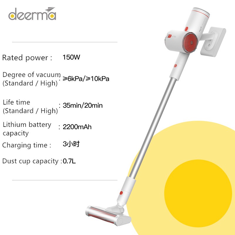 Máy Hút Bụi Không Dây Deerma VC25 sử dụng liên tục 35 phút - Lực hút 10k Pa, động cơ không chổi than