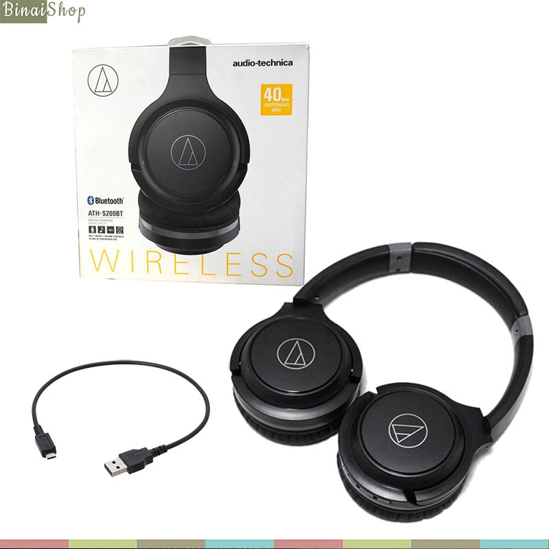 Audio-Technica ATH-S200BT - Tai Nghe Bluetooth 4.1, Màng Loa Lớn, Tích Hợp Micro, Điều Chỉnh Âm Lượng, Thời Gian Sử Dụng