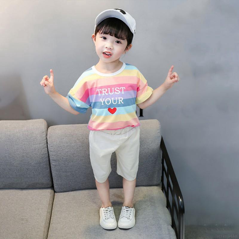 Set Áo Thun Tay Ngắn &amp; Quần Short Cho Bé Gái