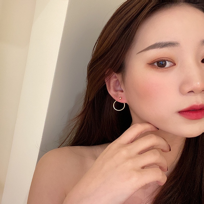 Ahellogirl Khuyên tai hợp kim mạ vàng kiểu dáng đơn giản sang trọng cho nam và nữ